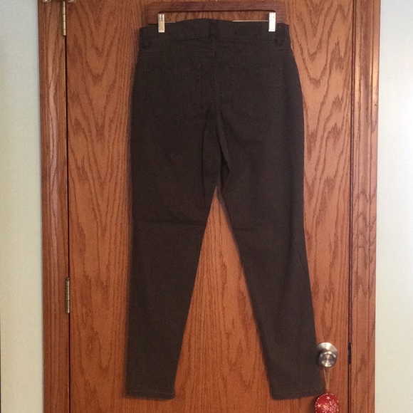 Chaps Mid Rise Comfort Elastic Slim Leg Icon Brown Stretch Fabric - Picture 2 of 6